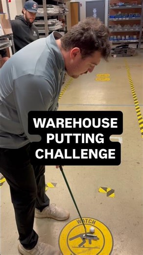 Putting challenge in the warehouse? Yes, please! #golf #putting #puttingstroke #holeinone #golfswing