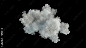 Middle size smoke puff / dust puff (with alpha channel). Smoke density - normal. Separated on pure black background.