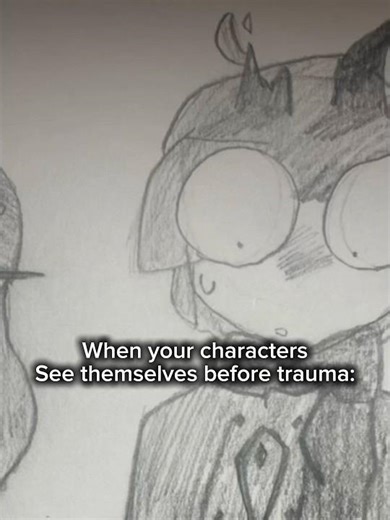 When your characters see themselves before trauma 😭💜🖤￼