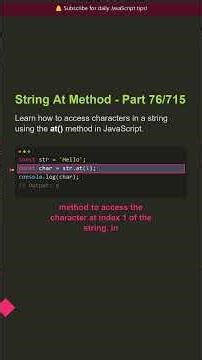 💼 String At Method - Part 76/715 | Career-Boosting JS Tip #shorts #javascript
