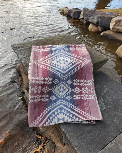Catskill Camp Blanket in Quarry. Aztec Wool Blend Throw: Southwest Boho Decor, Yoga, Beach, Cabin Decor - Etsy