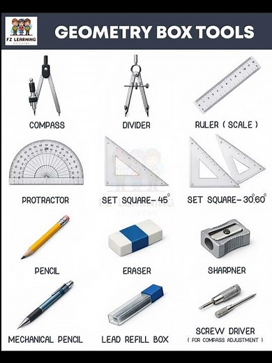Geometry Box Tools Name in English with Pictures #vocabulary #english #kids