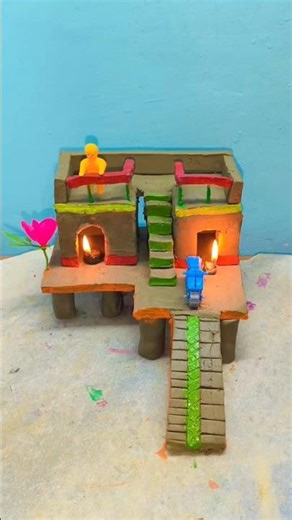 How to Make a Beautiful Miniature Clay House | Mini Clay House Making Step by Step#creativeclayideas