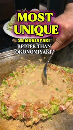 MOST UNIQUE $8 Monjayaki in Tokyo — Better Than Okonomiyaki? #foodshorts #japanesefood #foodie