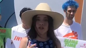 Former Zoey 101 child actress Alexa Nikolas protests outside Nickelodeon studios