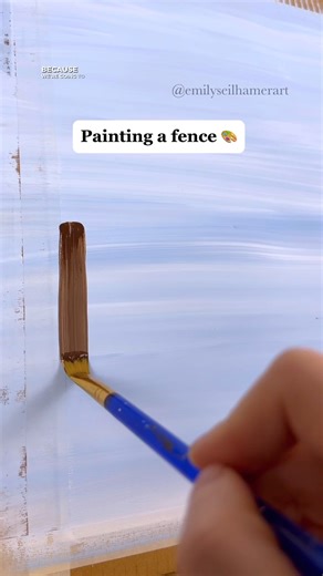[clip] EASY way to paint a fence for beginners 🎨 #easypainting #beginnerfriendly #acrylicpainting #tutorials #tutorialsvideos | Emily Seilhamer Art