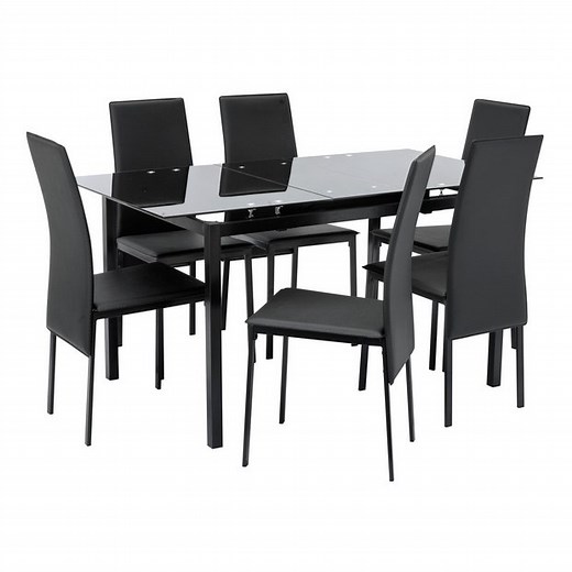 Buy Argos Home Lido Extending Black Dining Table &6 Black Chairs | Dining table and chair sets | Argos