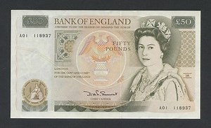 BANK OF ENGLAND £50 note 1981 Somerset A01-FIRST QEII B352 Banknotes  | eBay UK