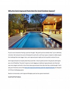 Why Semi-Inground Pools are Perfect for Small Outdoor Spaces - SlideServe