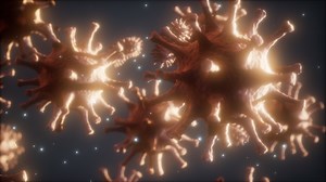 Bacteria virus or germs microorganism cells under microscope with depth