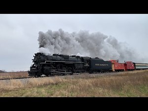 Pere Marquette 1225 Pulling the First North Pole Express for 2021 with 2 Whistles!