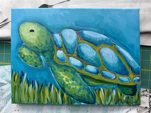 Blue and Green Turtle Art Print // Colorful Coastal Wall Art Print of Original Acrylic Painting for Whimsy Southern Home Decor - Etsy UK