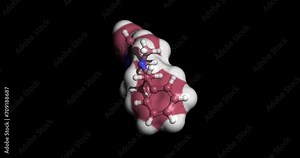 Selegiline, monoamine oxidase inhibitor drug for treating major depressive disorder and Parkinson's, 3D molecule spinning on Y-axis, 4K