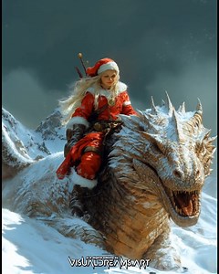 84K views · 4.4K reactions | In a world where snowflakes whisper secrets, elves ride alongside mighty wolves and dragons under the starlit skies. ❄️✨ Their bond is unbreakable, their magic undeniable, and their mission is clear – to bring wonder and light to the winter’s heart.  Feel the magic, embrace the legend, and step into a Christmas tale like no other. ✨ | VisualDreams.art - Dragons & Fantasy Creatures - AI | Facebook