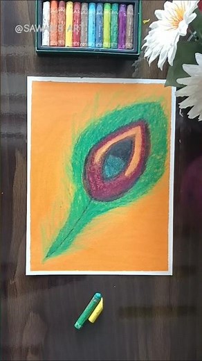 🦚 Easy Peacock Feather Drawing | Oil Pastel Art Tutorial for Beginners