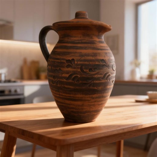 Ceramic Pitcher Handmade From Red Clay, Vintage Pottery Jug for Rustic Farmhouse Home Decor and Drinkware - Etsy