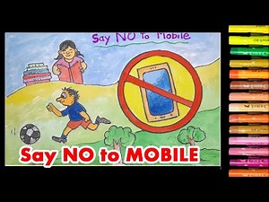 how to draw Say no to mobile poster | mobile phone addiction poster drawing for competition
