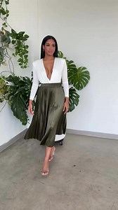 Shop our beautiful silk pleated skirts, available in 3 colors: https://cutelycovered.com/products/long-skirt-green | Cutely Covered
