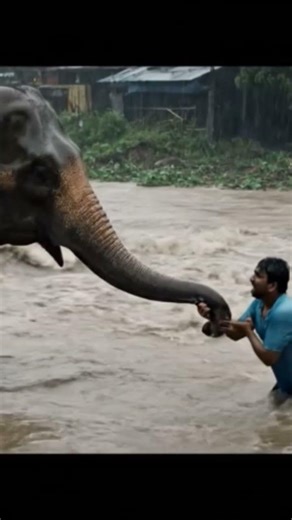 Un éléphant sauve un homme dans les eaux pluviales #pourtoi #film #fouryou