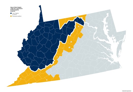 Mon County senator wants some VA, MD counties to join West Virginia