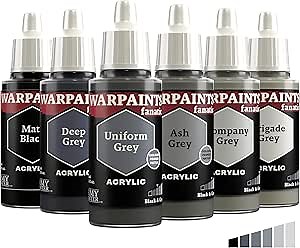 The Army Painter, Warpaints Fanatic Flexible Triad: Black & Greys, 6 x 18 ml acrylic paints - Miniature quality hobby paint for Dungeons and Dragons (DnD) & Warhammer Miniatures