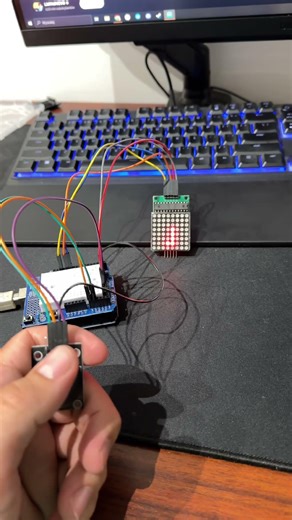 Arduino + 8x8 led matrix (MAX7219) + analog joystick module + jumper wires + C++