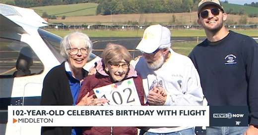 102-year-old celebrates birthday with flight