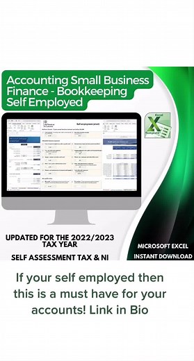 Self Employed, Accounting, Tax, Small Business. #fyp #account #smallbusiness #tax #excel #uk #microsoft #exceltemplate #spreadsheet #bookkeeping