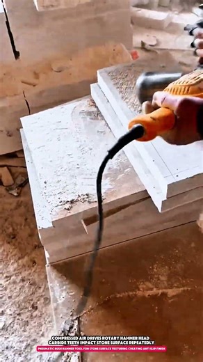 Pneumatic Bush Hammer Tool for Stone Surface Texturing with 3000 RPM Rotation Speed