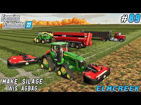 Using AgBag to make grass silage | Elmcreek Farm | Farming simulator 22 | Timelapse #89