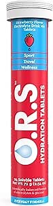 O.R.S Hydration Tablets Electrolyte Mix for Sports and Exercise, Running, Cycling, Travel and Wellness, Strawberry Flavor, Tube of 24 Tablets