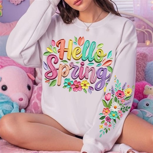 Spring Png, Hello Spring Floral PNG Bundle, Hand Painted Brushstroke Flowers, Spring Quote PNG, Spring Sublimation, Easter Png - Etsy