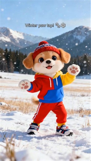 Kuma’s Winter Snow Dance! 🐶❄️ Groovy KPOP Moves In The Snow ✨ #animalbeats