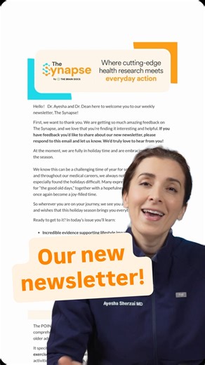 Drs. Ayesha & Dean Sherzai, MD, PhD, MPH, MAS on Instagram: "Introducing ‘THE SYNAPSE’, our new newsletter! Not signed up? Comment ‘SUBSCRIBE’ and we’ll send you a link to join tens of thousands of others who are already getting it direct to their inbox 💌 Inside each edition, you can expect: ⚡️ “5-Second Science”: quick, powerful takeaways for sharper focus and better mood 🧩 Our current interests as neurologists, scientists, researchers, and parents ✅ Practical actions you can take right away