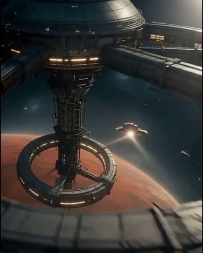 Space Station in orbit of an alien planet#scifi #alien #aivideo