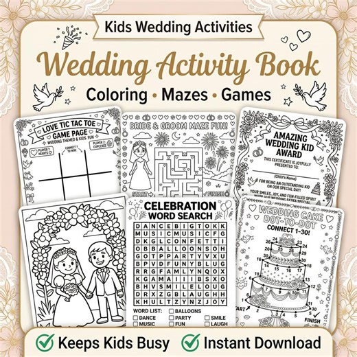 Wedding Activity Book for Kids, Coloring, Mazes, Games (digital Download) - Etsy