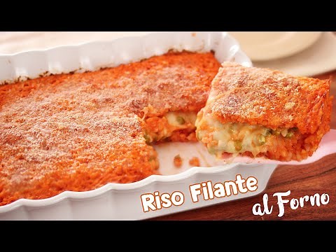 RISO FILANTE AL FORNO con POMODORO e MOZZARELLA - Ricetta Facile - Sformato di Riso Saporito