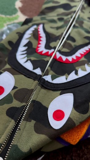 BAPE 1st Camo Green WGM Shark Hoodie