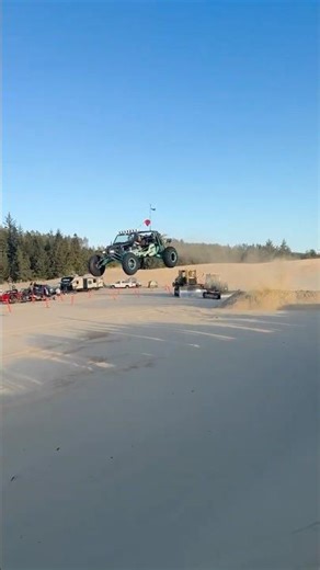sand rail crash on Jump at Coos bay UTV Takeover #airtime #crash #wrecked #fire #dunes