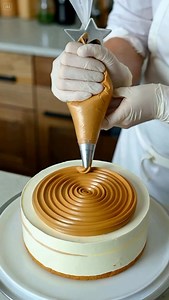honey buttercream flowing like gold 🍯 every swirl pure calm. #honeycake #buttercreamroses #satisfyingbaking #cakeaesthetic #cakestagram #bakinglove | Dessert Wonders