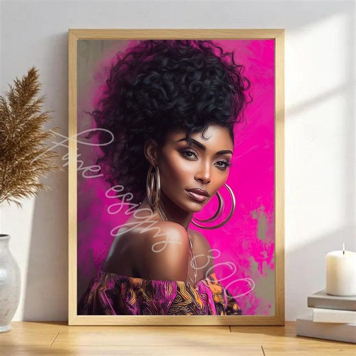 Afrocentric Wall Art Black Woman Art Print African Inspired Cultural Home Decor Modern Black Wall Art Digital Printable DIY, #dola - Etsy