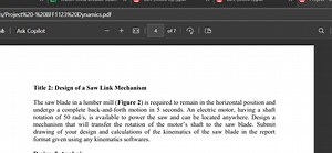 Design of a Saw Link MechanismThe saw blade in a lumber mill ... | Filo