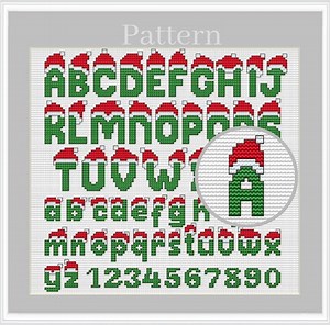 Cross Stitch Font, Christmas Alphabet, Cross Stitch Letters, Christmas Monogram Font, ABC Chart - Etsy