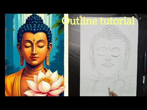 Gautam Buddha Drawing, Buddha Drawing, Outline Tutorial 😍