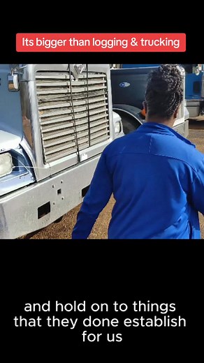 Trucking with his daughter and logging with his sons and nephew.#logging #peterbilt #logtruck #blackfamily #fypシ