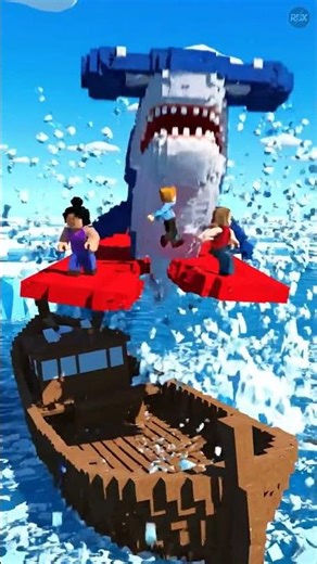 SharkBite Boat Sinking – Voxel Survival Runway Over Frozen Ocean