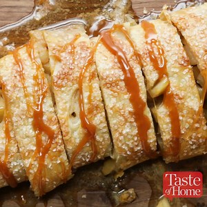 495K views · 961 reactions | Yummy strudel just in time for fall. > Get the recipe for Caramel Apple Strudel: https://trib.al/XO8Cgsm | Taste of Home | Facebook