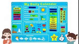 WATINC My First Daily Calendar Felt-Board - 3.5Ft 70Pcs Learning Play Kit