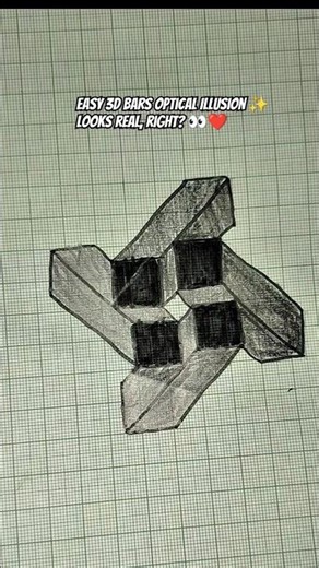 3D Bars Optical Illusion Drawing ✨ | Easy 3D Art on Graph Paper #shorts