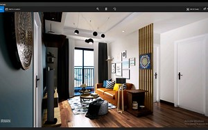 【D5render渲染器教程】D5render现代室内客厅渲染教程。国产渲染器D5渲染器渲染案例。ps后期调色教程。